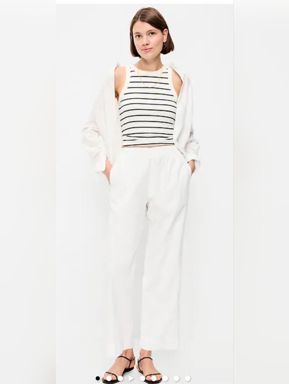 Old Navy SEALED! NWT! HW Linen-Blend Straight Ankle Pant in White. Sz Md. R2S!
